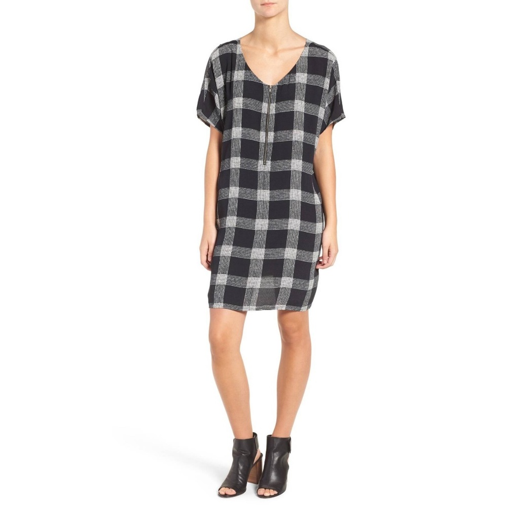 Madewell Black and White Plaid Midi Dress